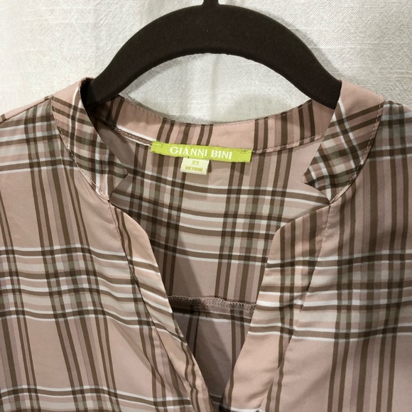 GIANNI BINI plaid long sleeve blouse - Picture 10 of 12